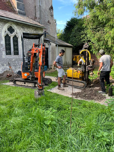 Borehole Soakaway Selborne Church Hampshire - blocked drains treatment plants installation soakaways cctv Petersfield Winchester Alton